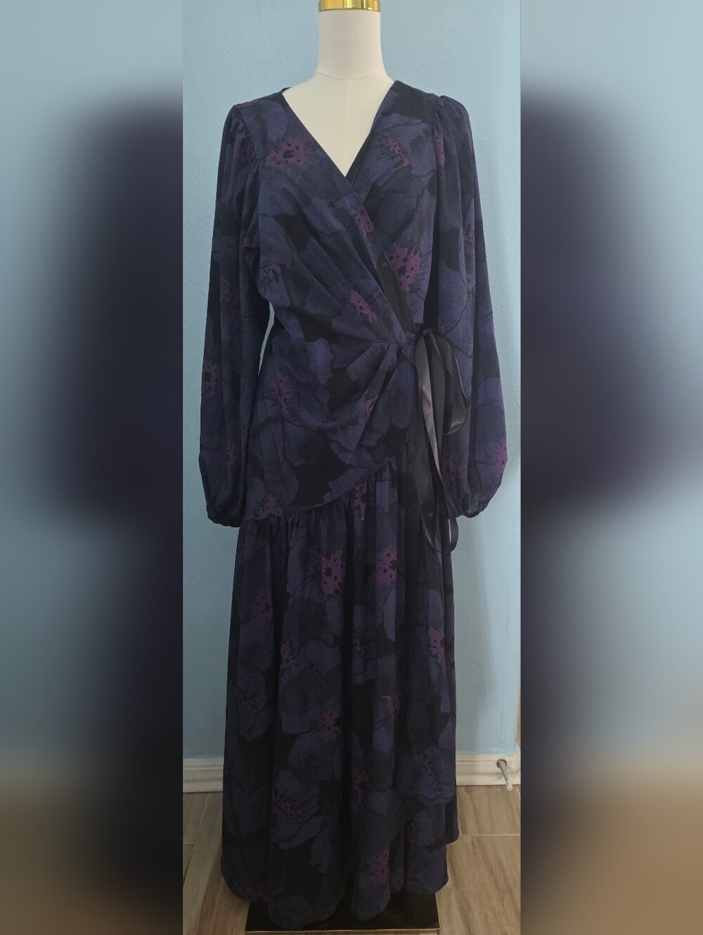 Hutch Dark Purple Floral Wrap Maxi Dress